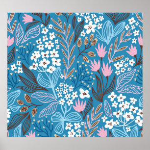 Ditzy Floral: Vintages Federdesign. Poster