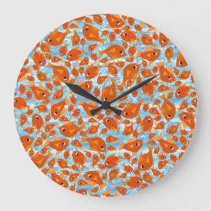 Ditzy Orange FishMotif sur Watery Blue Horloge