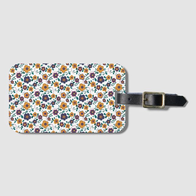 Ditzy Retro Daisy aus den 70er Jahren in Jewel Ton Gepäckanhänger (Vorderseite (Horizontal))