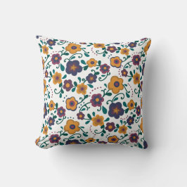 Ditzy Retro Daisy aus den 70er Jahren in Jewel Ton Kissen