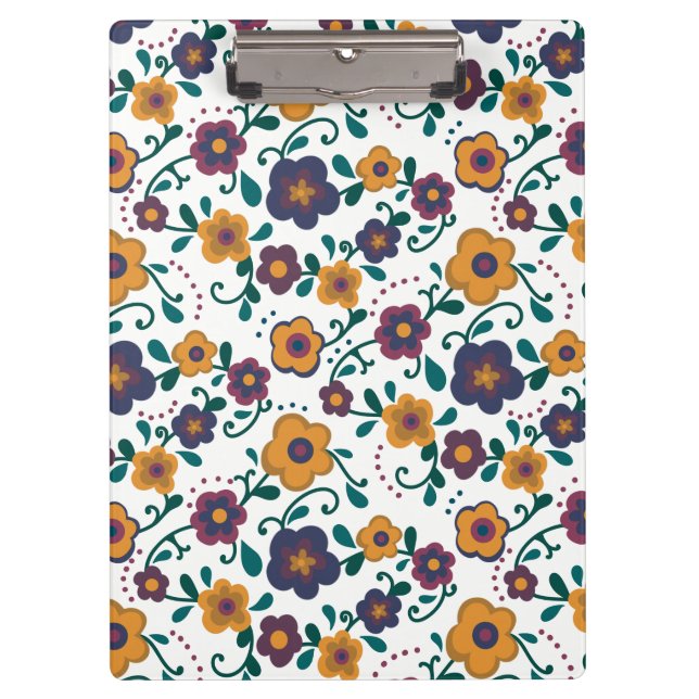 Ditzy Retro Daisy aus den 70er Jahren in Jewel Ton Klemmbrett (Vorderseite)