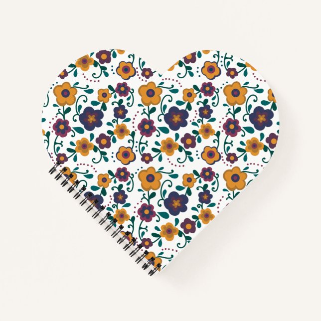 Ditzy Retro Daisy aus den 70er Jahren in Jewel Ton Notizbuch (Vorderseite)