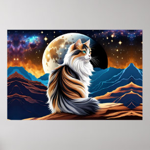 Diute Calico Cat und Wüstenmoon Poster