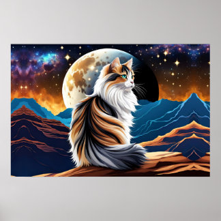 Diute Calico Cat und Wüstenmoon Poster