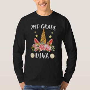 Diva 2. Klasse Erster Schultag einhorn magisch T-Shirt