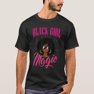 Diva Afro Melanin Bubblegum Pink Black Queen Black T-Shirt