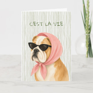 Diva Bulldog Aquarell-Grußkarte Karte