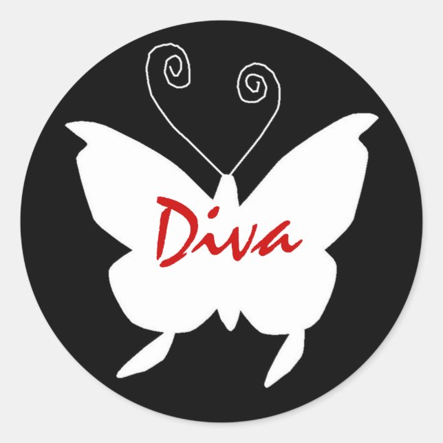 Diva Butterfly I Runder Aufkleber (Vorderseite)