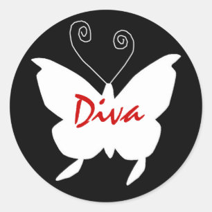 Diva Butterfly I Runder Aufkleber