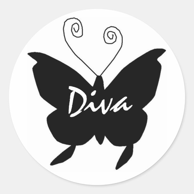 Diva Butterfly Runder Aufkleber (Vorderseite)
