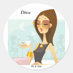 Diva-Café-Aufkleber Runder Aufkleber