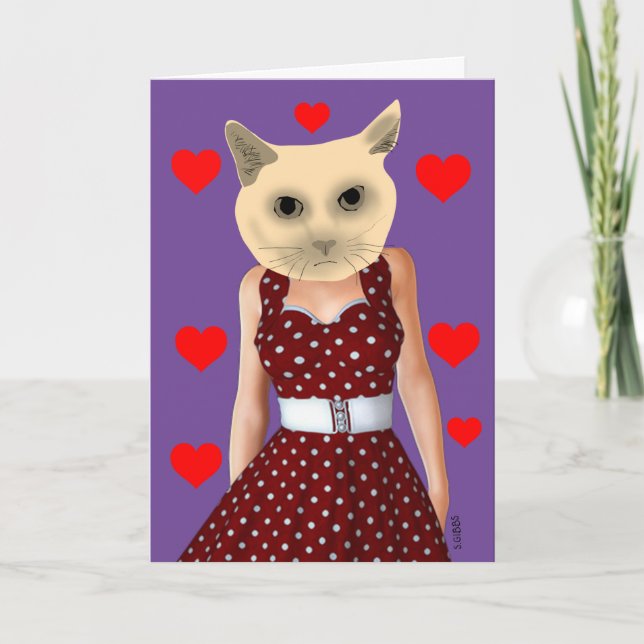 DIVA CAT PORTANT UNE CARTE D'OEUVRE ART (Devant)