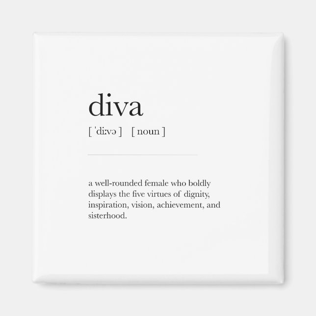 Diva Definition bedeutet Wörterbuch-Art-Dekoration Magnet (Vorne)