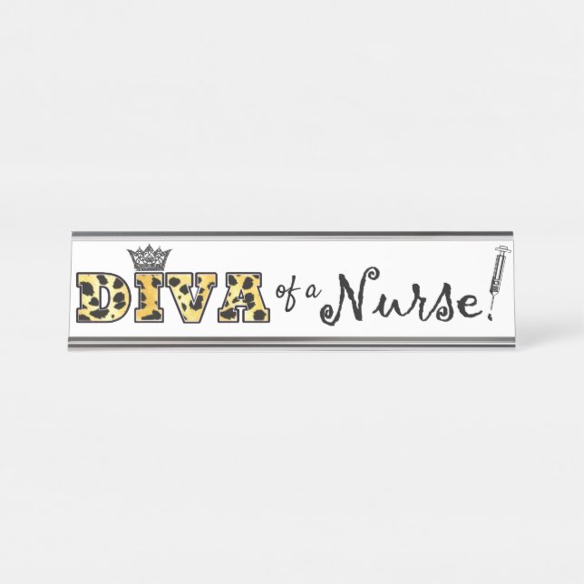 "DIVA" einer Krankenschwester!" Schreibtischnamensplakette (Vorderseite )