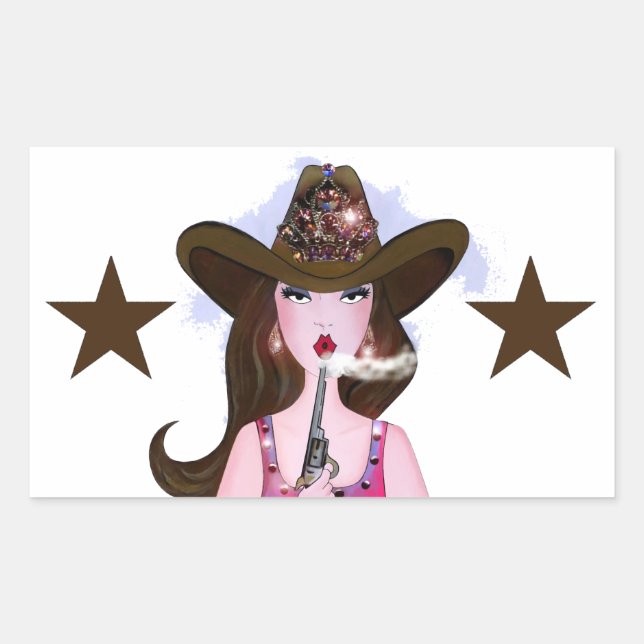 "DIVA eines Cowgirl" Rechteckiger Aufkleber (Vorderseite)