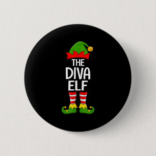 Diva Elf Matching Family Elf Squad Christmas Girls Button