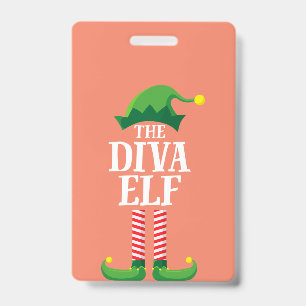 Diva Elf Matching Family Group Weihnachts-Party Ausweis