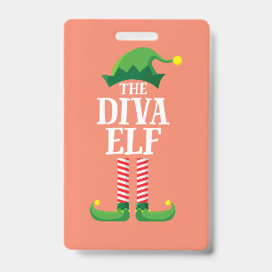 Diva Elf Matching Family Group Weihnachts-Party Ausweis