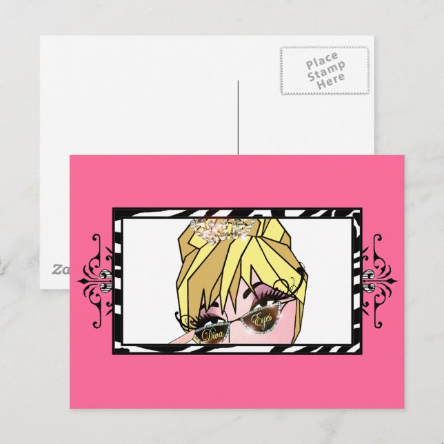 "Diva Eyes" Lashes und Daueraufnahmen Postkarte (Vorne/Hinten)
