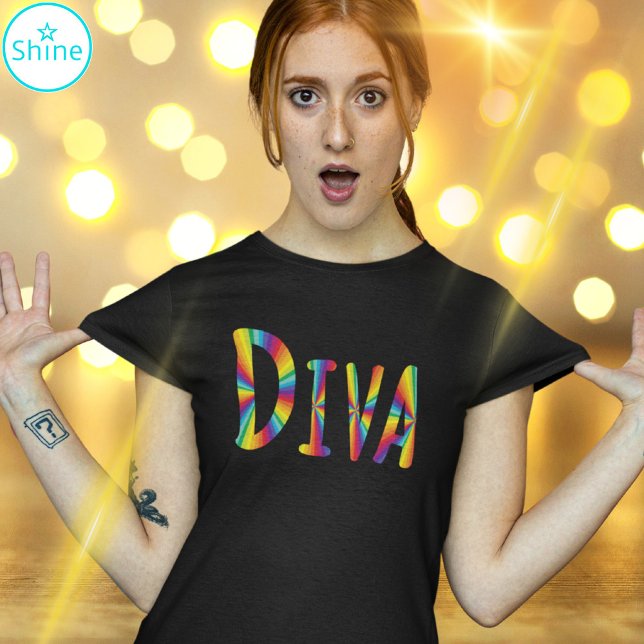 DIVA Fabulous Sassy Campy Rainbow Colors Alphabets T-Shirt (Von Creator hochgeladen)