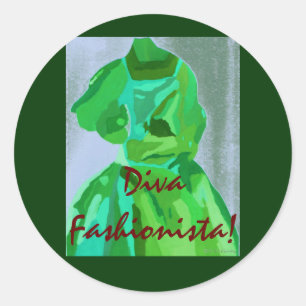 Diva Fashionista im Sommer Runder Aufkleber