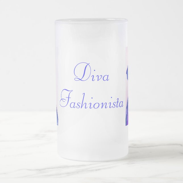 Diva Fashionista in blau I Mattglas Bierglas (Mittel)