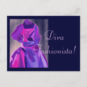 Diva Fashionista in blau Postkarte