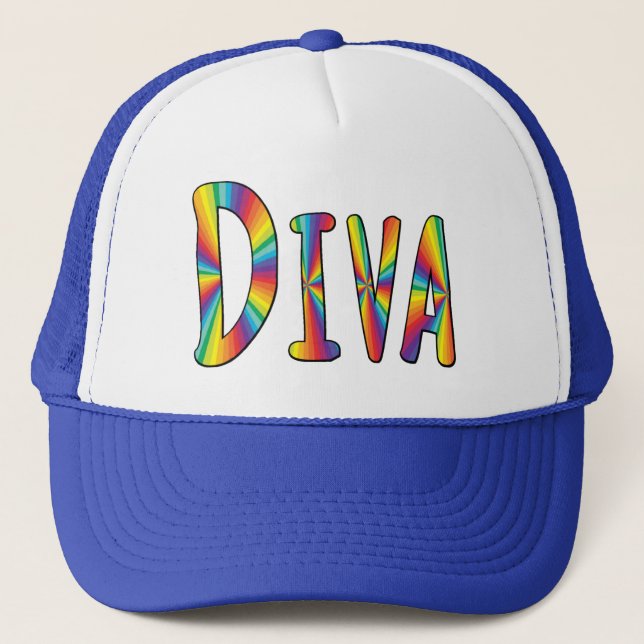 DIVA Gay Pride Fabulous LGBT LGBTQ Prix Truckerkappe (Vorderseite)