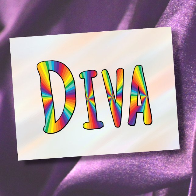 DIVA Gay Pride Regenbogenflagge Fabulous LGBT LGBT Postkarte (Von Creator hochgeladen)