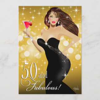 Diva Glam Bombshell 50. Geburtstag| Gold Einladung
