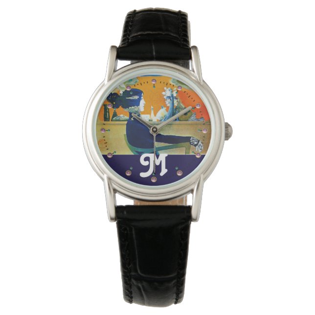 DIVA IN BLAU, SCHÖNHEIT FASHION MONOGRAMM ARMBANDUHR (Vorderseite)