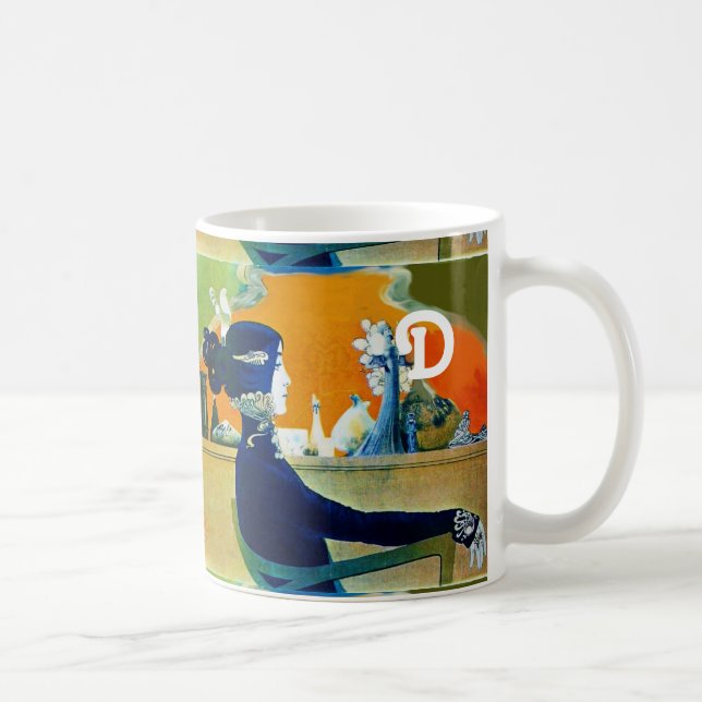 DIVA IN BLAU, SCHÖNHEIT FASHION MONOGRAMM KAFFEETASSE (Rechts)