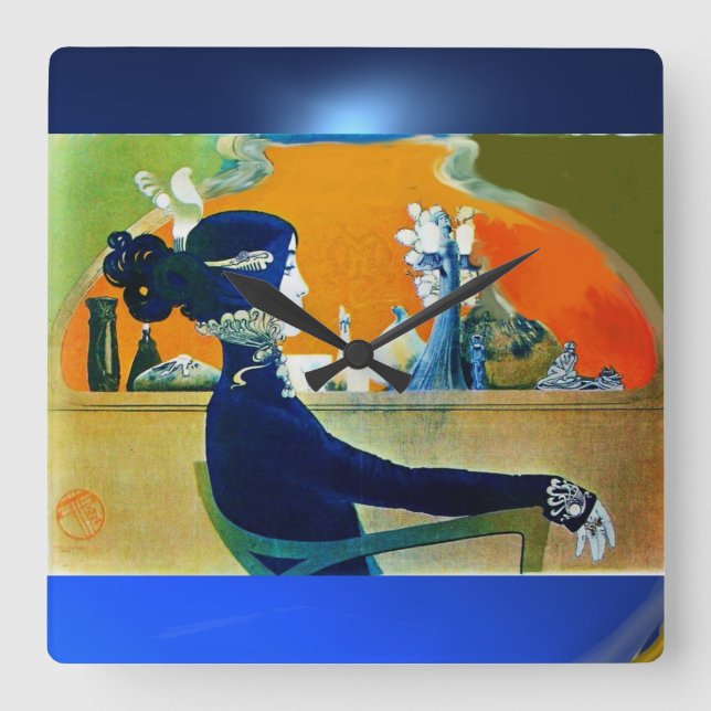 DIVA IN BLAUE QUADRATISCHE WANDUHR (Vorderseite)