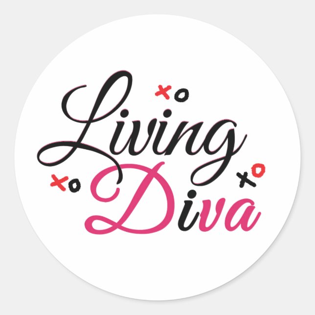 Diva in den roten klassischen Round Stickers (Vorderseite)