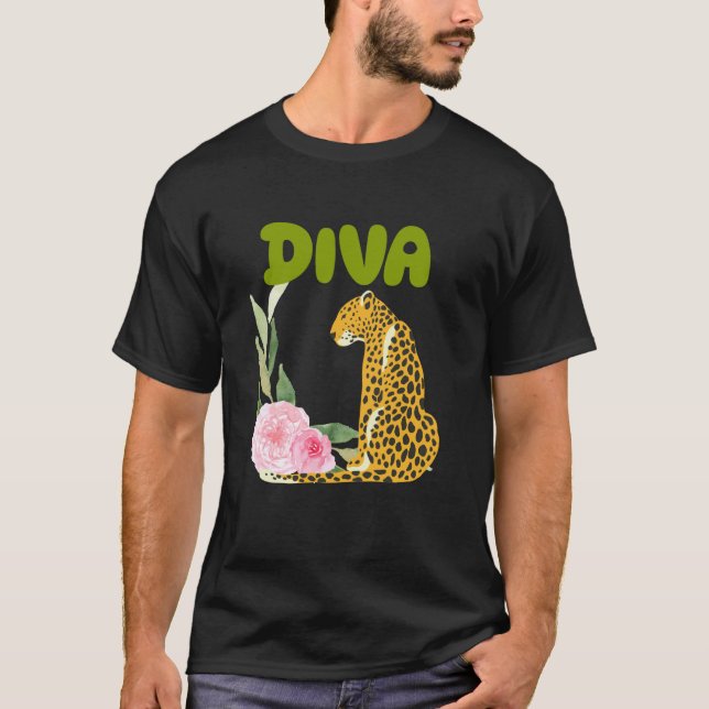 DIVA Leopard Panther Katze Tier Geschenke,Diva Tee (Vorderseite)