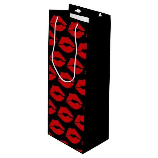 "Diva Lips" /Rot Geschenktüte Für Weinflaschen (Vorderseite Schrägansicht)