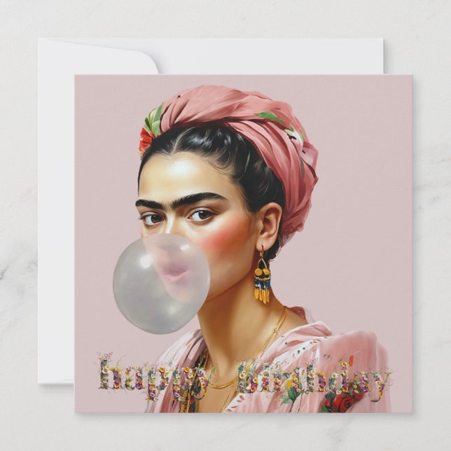 Diva mit Blumenschal blühendem Kaugummi Karte (Vorderseite)