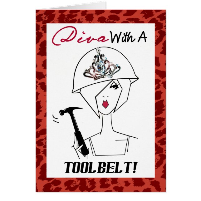 Diva mit einem Werkzeuggürtel / Tragen von Stilett (Vorne)