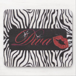 Diva mit Schwarzweiss-Zebradruck Mousepad