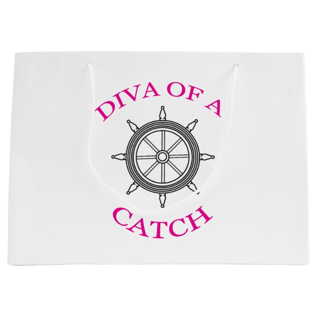 ‚Diva of a Catch‘ Große Geschenktüte (Vorderseite)