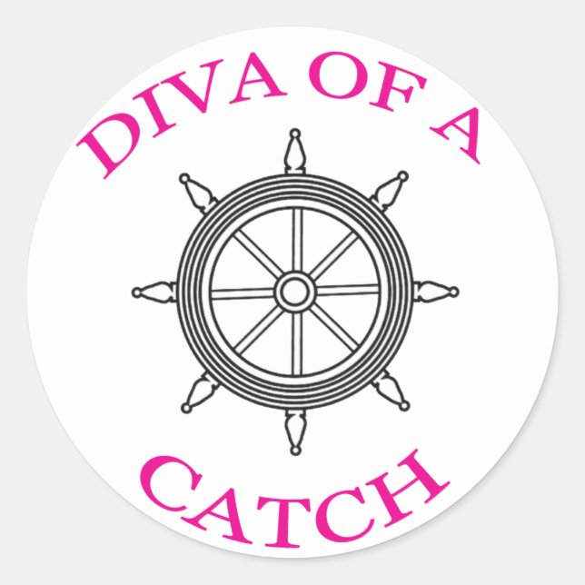 ‚Diva of a Catch‘ Runder Aufkleber (Vorderseite)