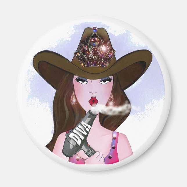 "Diva of a Cowgirl" - Stylistin Magnet (Vorne)