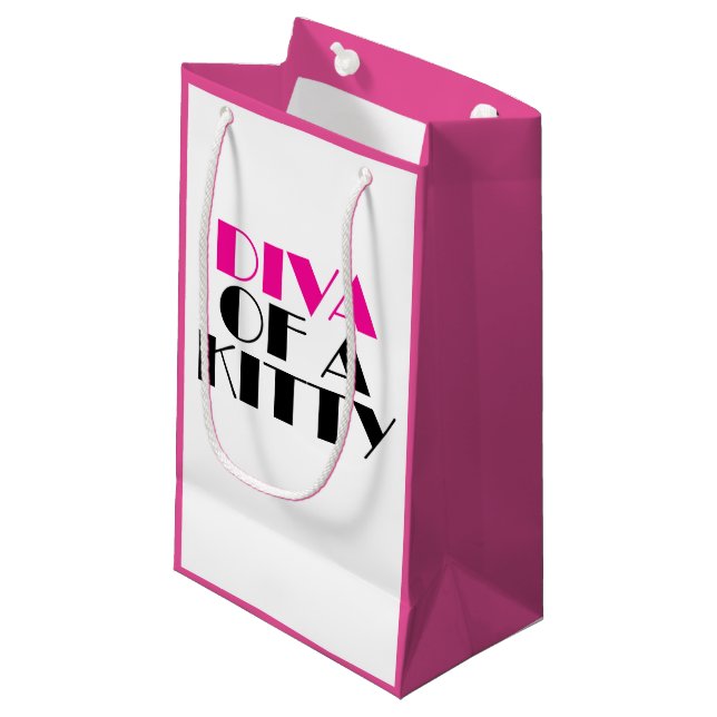 "DIVA of a Kitty" Kleine Geschenktasche Kleine Geschenktüte (Vorderseite Schrägansicht)
