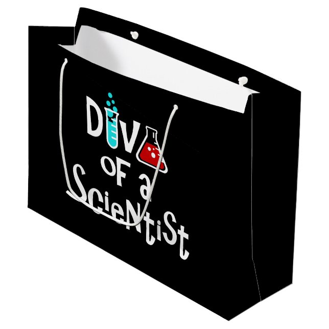 "DIVA of a Scientist" Große Geschenktüte (Vorderseite Schrägansicht)