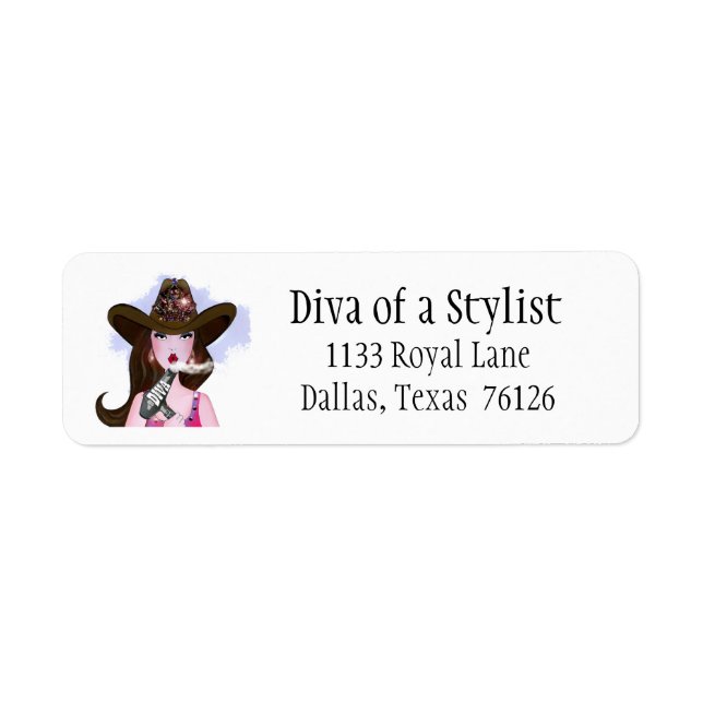 "Diva+of+a+Stylist" Cowgirl-Rücksendeadressen-Aufk (Vorne)