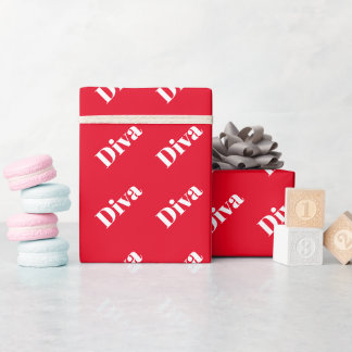 Diva Opera Singer Bold Fun Vibrannt Bright Red Gif Geschenkpapier