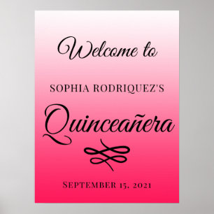 Diva Pink Quinceañera 15. Geburtstag Willkommenspe Poster