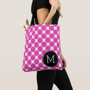 Diva Pink und weiße Polka Punkte mit schwarzem Mon Tasche