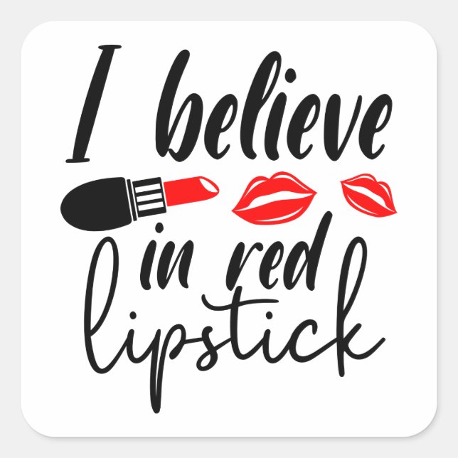 Diva Red Lipstick Cosmetology Makeup Artist Quadratischer Aufkleber (Vorderseite)
