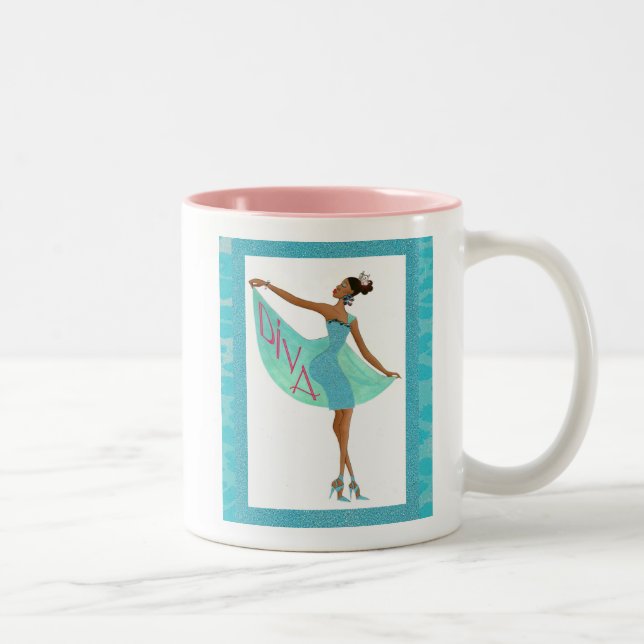 Diva-with-Attitude-Tasse Zweifarbige Tasse (Rechts)